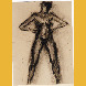 „Wilde Marlene” Handzeichung Studie zur Bronzeplastik „Tanzende” Kohle 1986